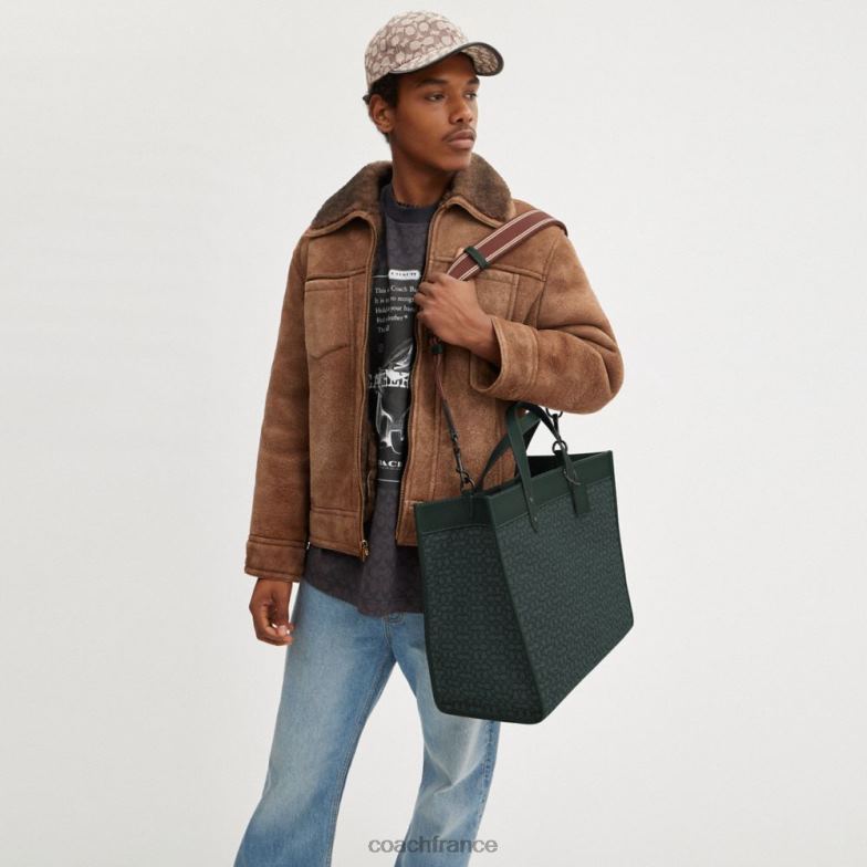 Coach Hommes cabas field 40 en jacquard micro signature vert amazonien HHR6J635