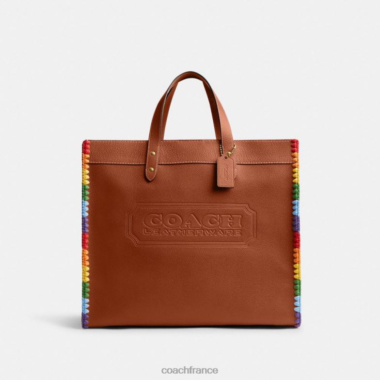 Coach Hommes fourre-tout field 40 avec crochet arc-en-ciel ambre bruni multicolore HHR6J642