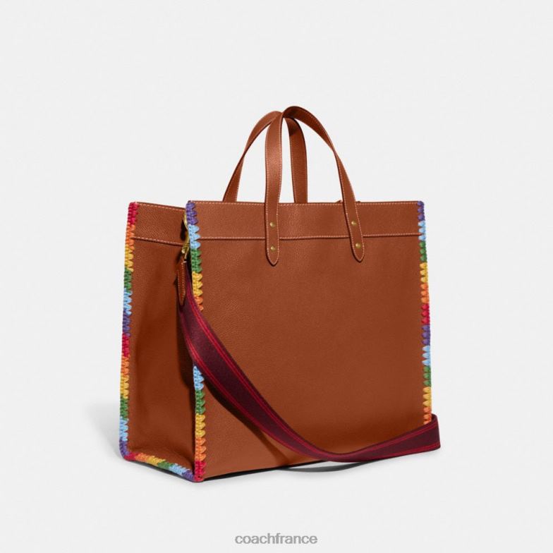 Coach Hommes fourre-tout field 40 avec crochet arc-en-ciel ambre bruni multicolore HHR6J642