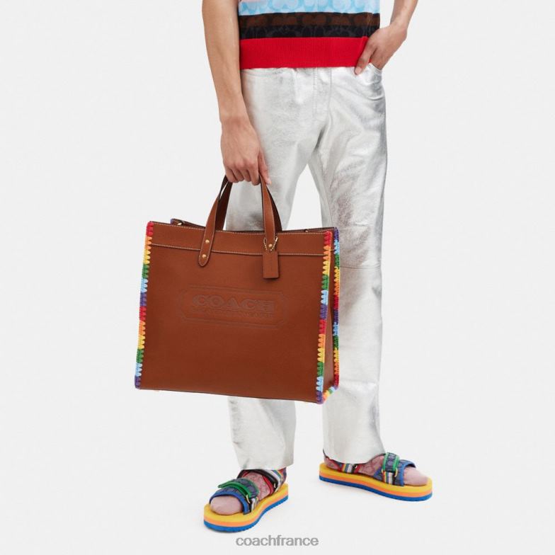Coach Hommes fourre-tout field 40 avec crochet arc-en-ciel ambre bruni multicolore HHR6J642