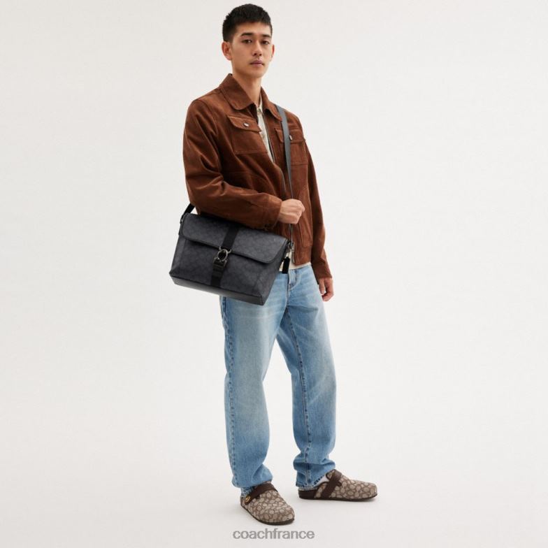 Coach Hommes Beck Messenger en toile exclusive charbon HHR6J654