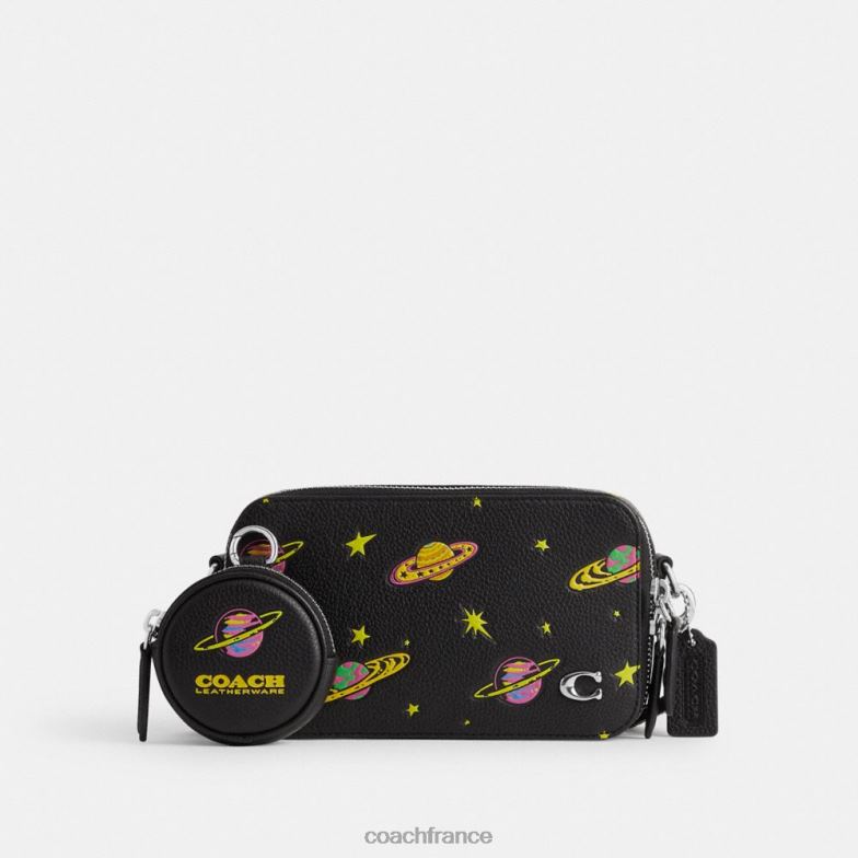 Coach Hommes Cosmic Coach Charter - Sac à bandoulière fin avec imprimé planète noir multi. HHR6J653