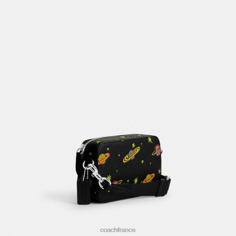 Coach Hommes Cosmic Coach Charter - Sac à bandoulière fin avec imprimé planète noir multi. HHR6J653