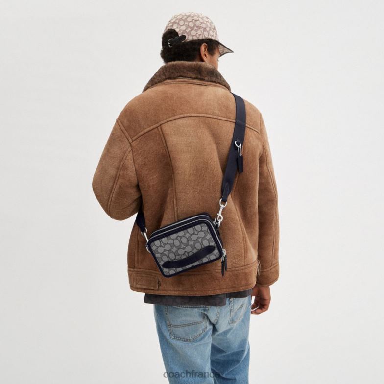 Coach Hommes sac à bandoulière Charter en jacquard signature La marine de minuit HHR6J667