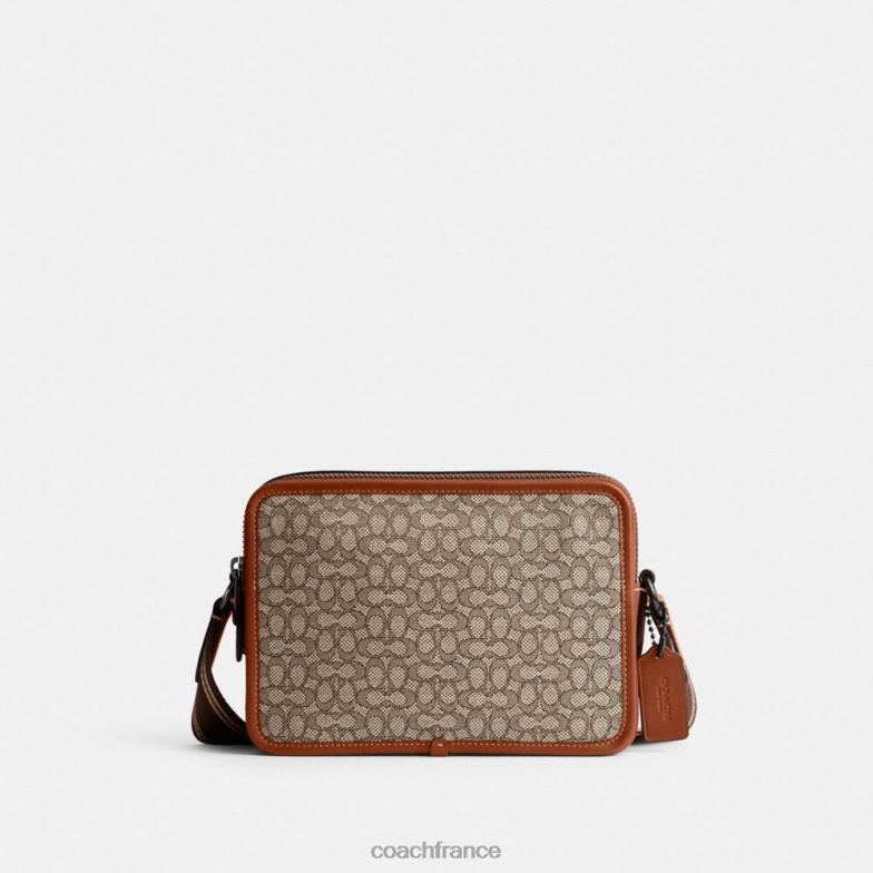 Coach Hommes sac à bandoulière charter 24 en jacquard micro signature cacao/ambre bruni HHR6J663