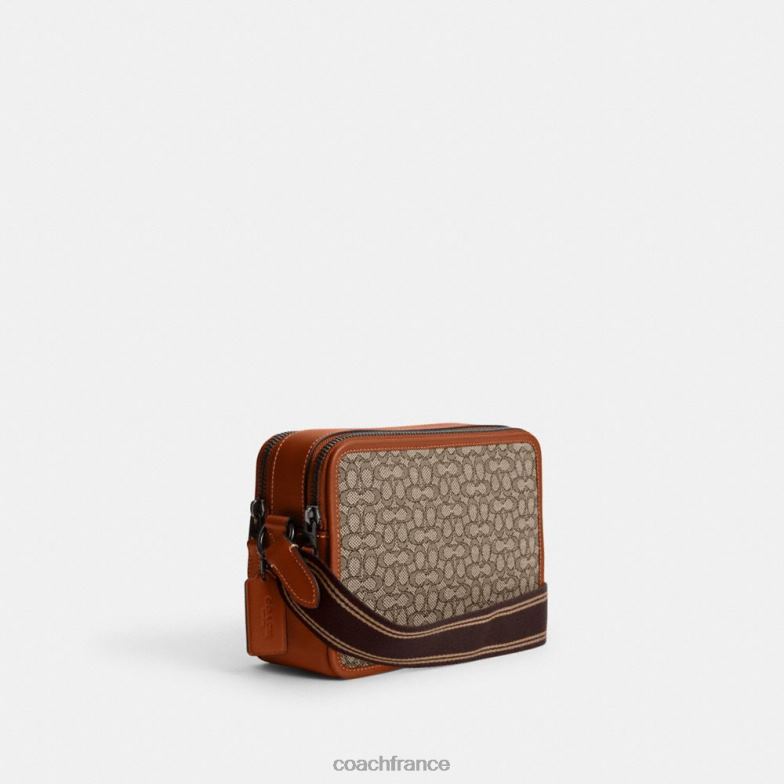 Coach Hommes sac à bandoulière charter 24 en jacquard micro signature cacao/ambre bruni HHR6J663