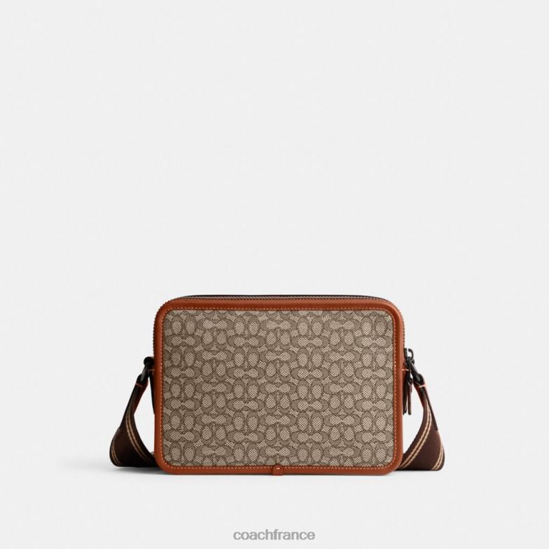 Coach Hommes sac à bandoulière charter 24 en jacquard micro signature cacao/ambre bruni HHR6J663