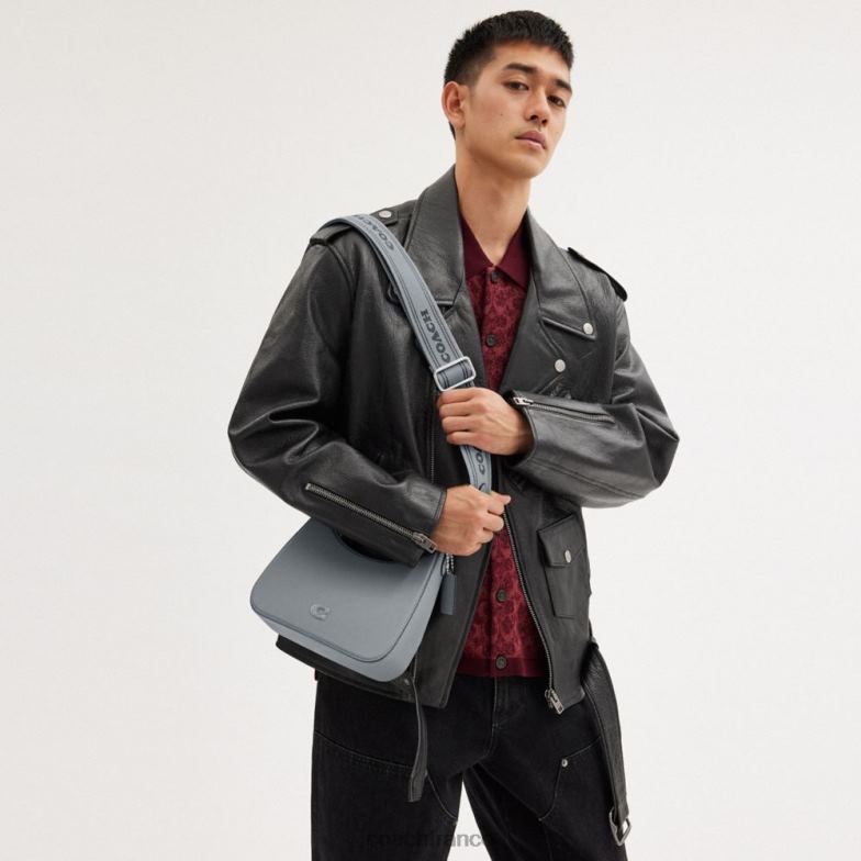 Coach Hommes sac à bandoulière hobo avec toile signature gris bleu HHR6J666