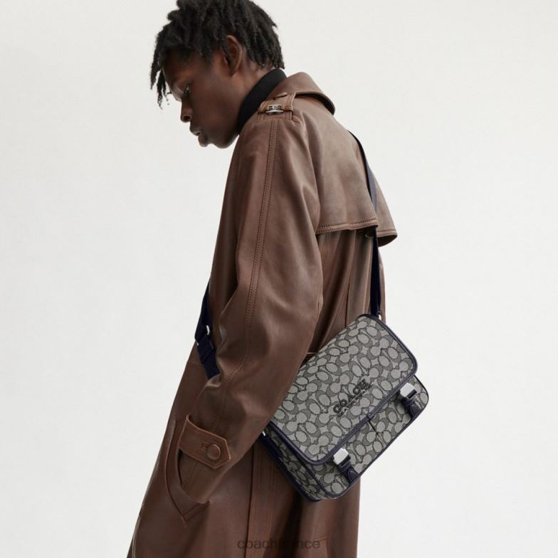 Coach Hommes sac messager league en jacquard signature La marine de minuit HHR6J664