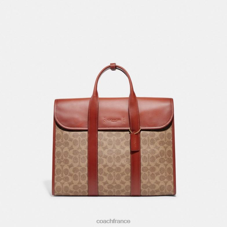 Coach Hommes portefeuille Gotham en toile exclusive beige/rouille HHR6J626