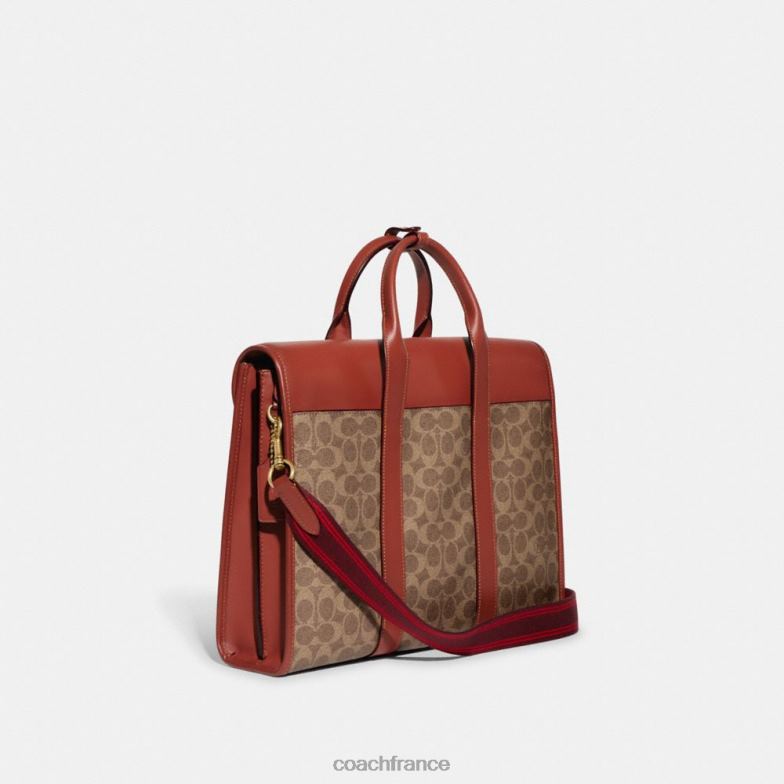 Coach Hommes portefeuille Gotham en toile exclusive beige/rouille HHR6J626