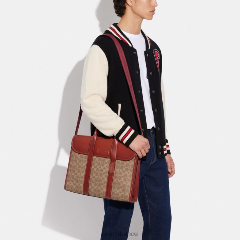 Coach Hommes portefeuille Gotham en toile exclusive beige/rouille HHR6J626