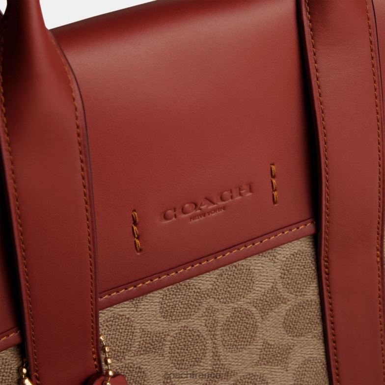 Coach Hommes portefeuille Gotham en toile exclusive beige/rouille HHR6J626