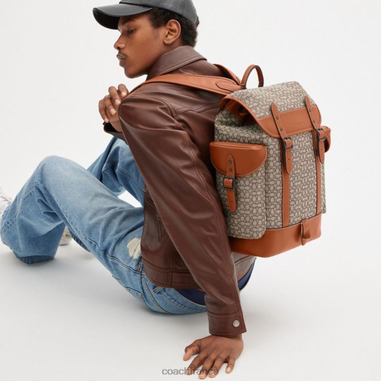Coach Hommes sac à dos Hitch en jacquard micro signature cacao/ambre bruni HHR6J683