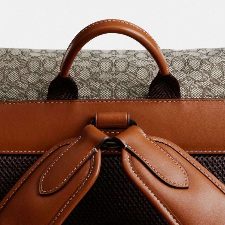 Coach Hommes sac à dos Hitch en jacquard micro signature cacao/ambre bruni HHR6J683