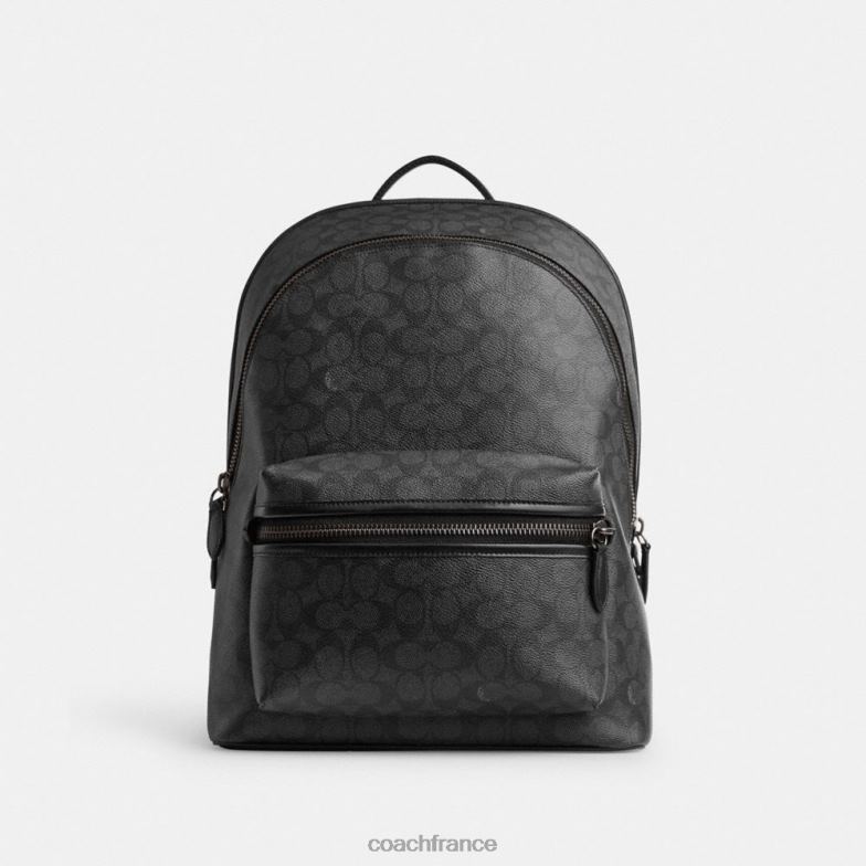 Coach Hommes sac à dos charter en toile exclusive charbon HHR6J676