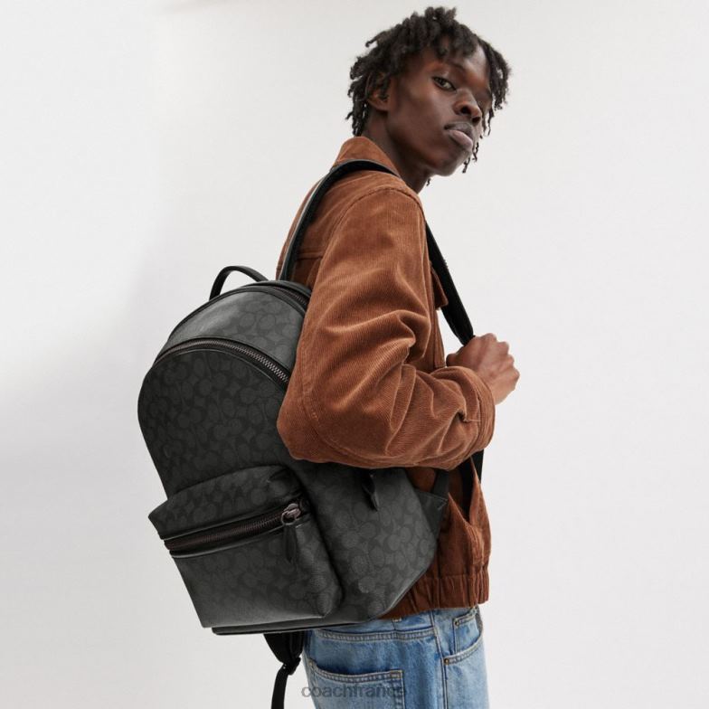 Coach Hommes sac à dos charter en toile exclusive charbon HHR6J676