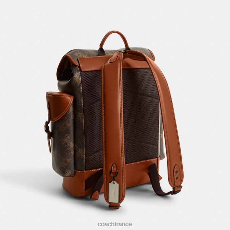 Coach Hommes sac à dos d'attelage avec grand imprimé cheval et calèche truffe/ambre bruni HHR6J681
