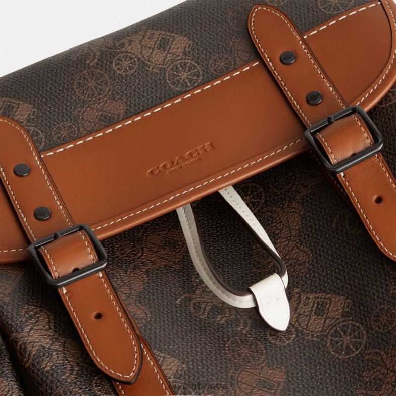 Coach Hommes sac à dos d'attelage avec grand imprimé cheval et calèche truffe/ambre bruni HHR6J681