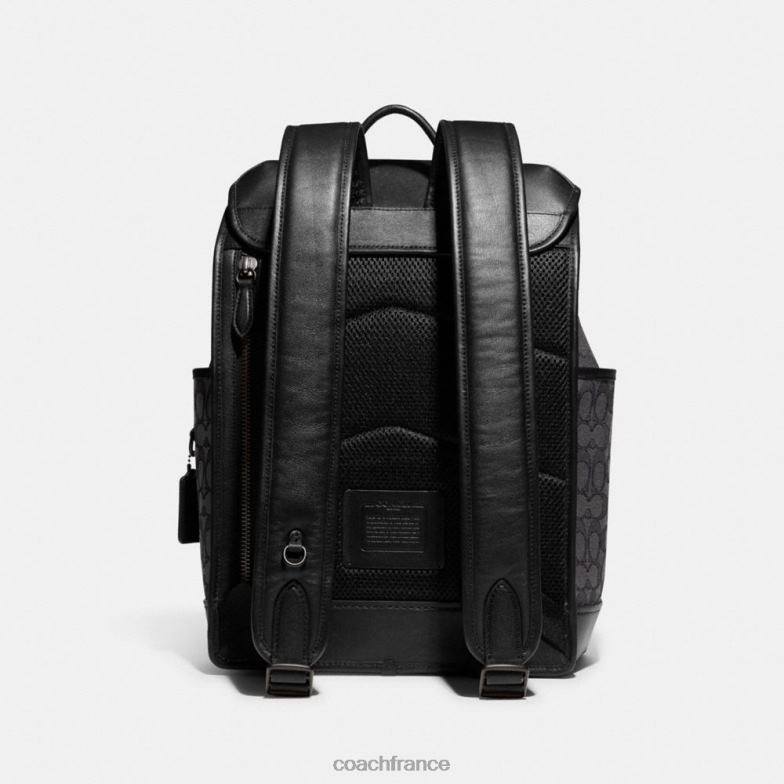 Coach Hommes sac à dos à rabat League en jacquard signature anthracite/noir HHR6J684