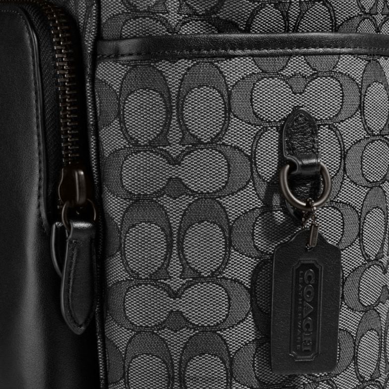 Coach Hommes sac à dos à rabat League en jacquard signature anthracite/noir HHR6J684