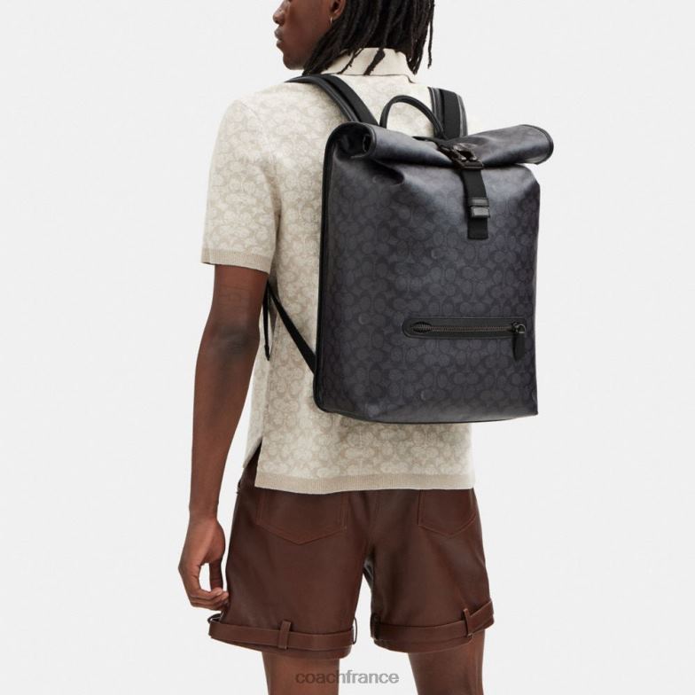 Coach Hommes sac à dos à roulettes beck en toile exclusive charbon HHR6J685