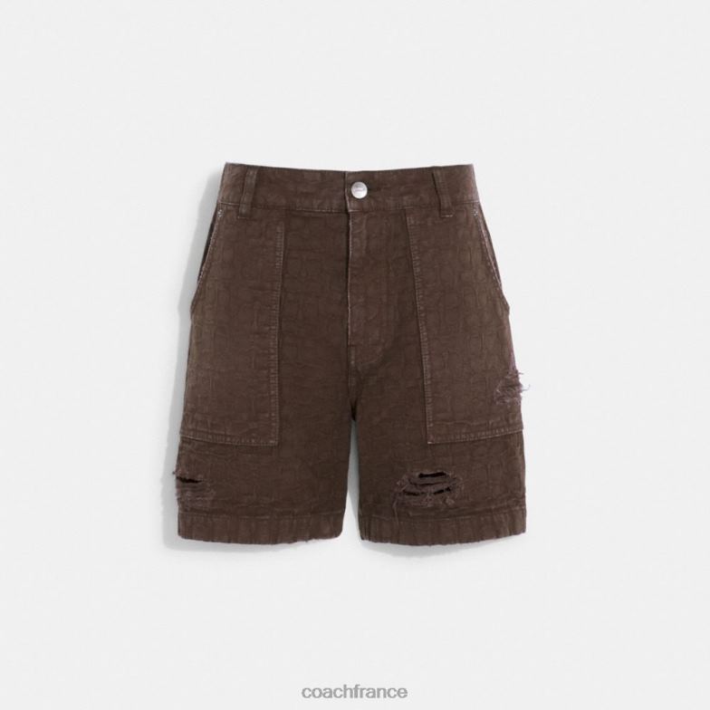 Coach Hommes short en jean effet vieilli brun HHR6J789