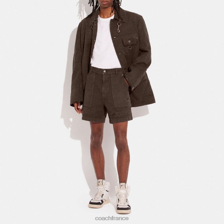 Coach Hommes short en jean effet vieilli brun HHR6J789