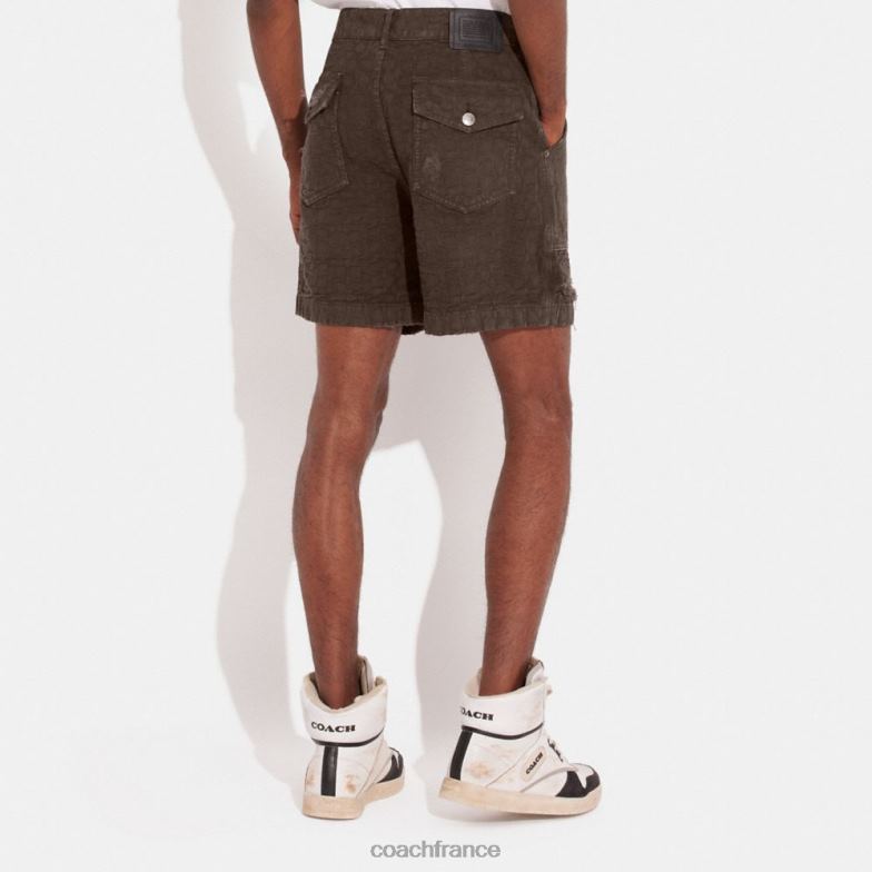 Coach Hommes short en jean effet vieilli brun HHR6J789