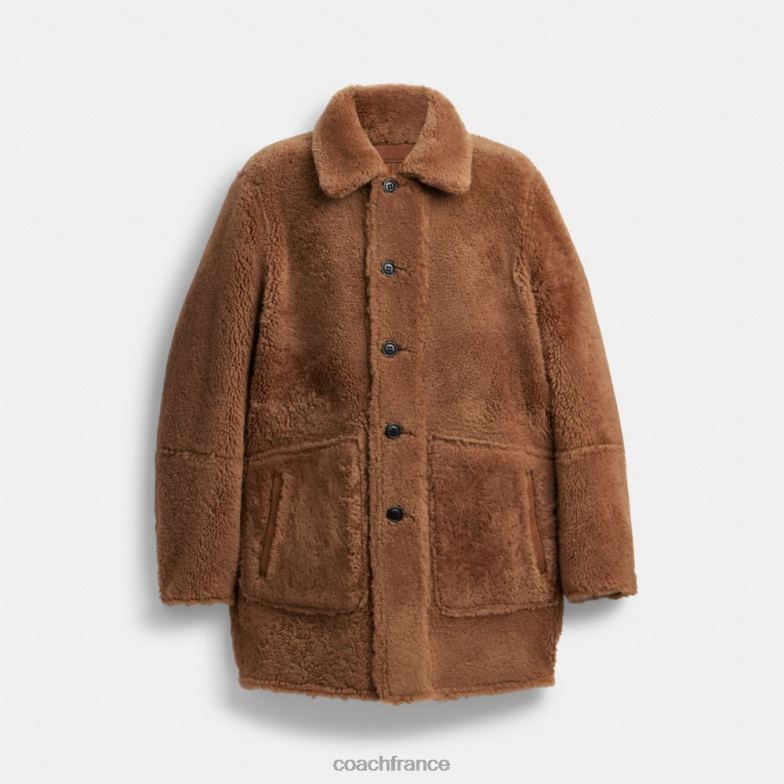 Coach Hommes manteau réversible en peau lainée biscuit HHR6J757