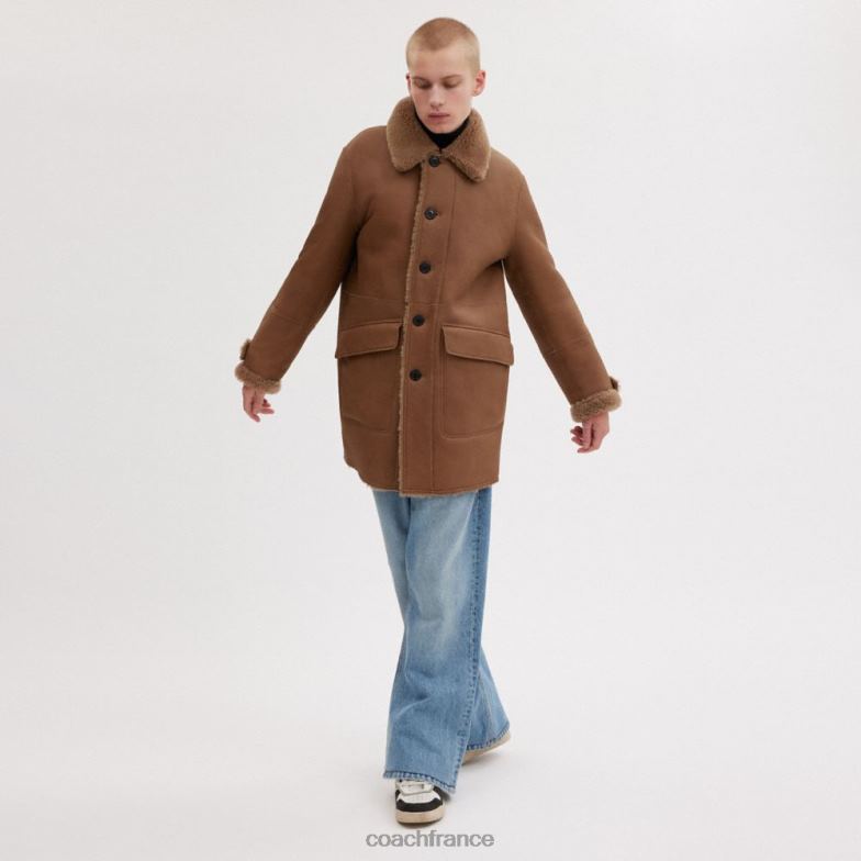 Coach Hommes manteau réversible en peau lainée biscuit HHR6J757