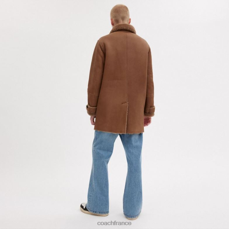 Coach Hommes manteau réversible en peau lainée biscuit HHR6J757