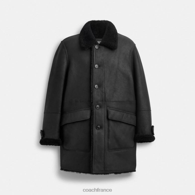 Coach Hommes manteau réversible en peau lainée noir HHR6J758