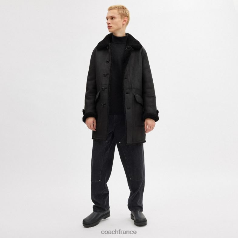 Coach Hommes manteau réversible en peau lainée noir HHR6J758