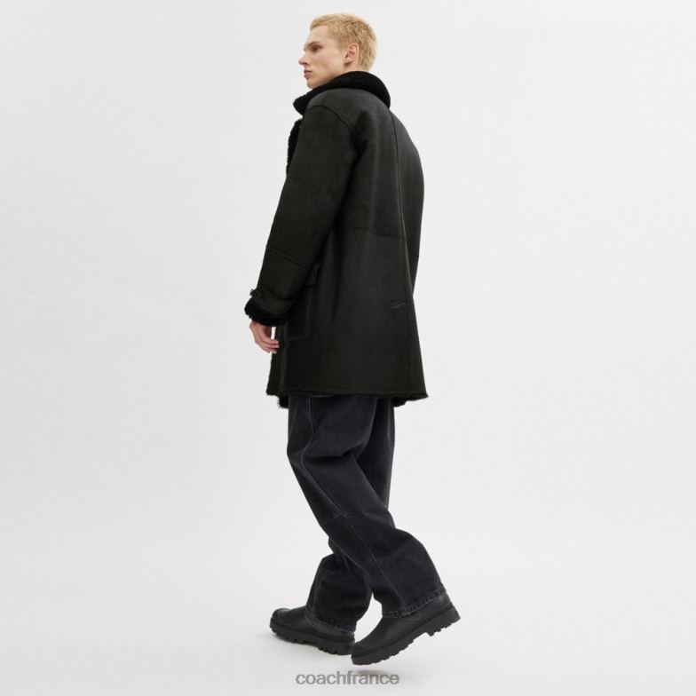 Coach Hommes manteau réversible en peau lainée noir HHR6J758