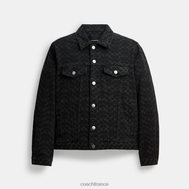 Coach Hommes veste en jean emblématique signature noire HHR6J761
