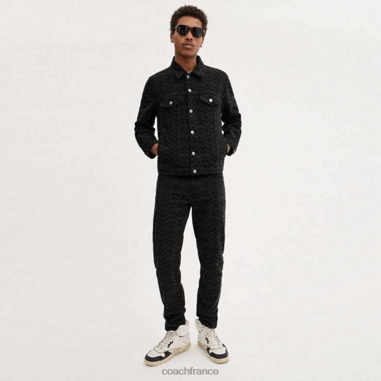 Coach Hommes veste en jean emblématique signature noire HHR6J761
