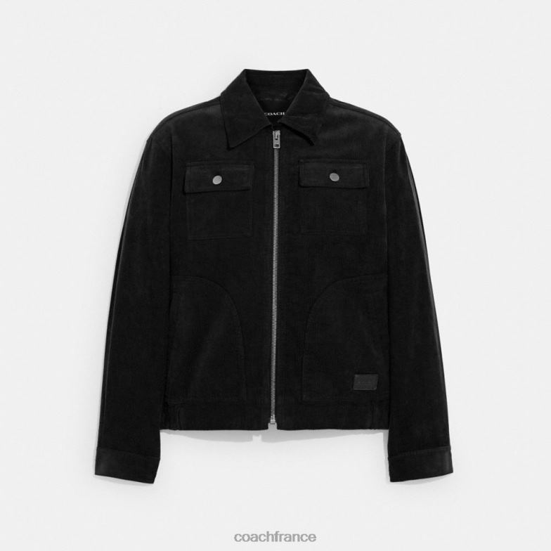Coach Hommes veste en velours côtelé noir HHR6J755