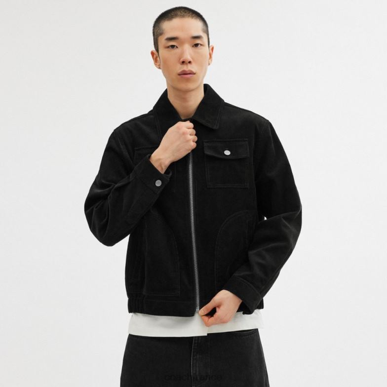Coach Hommes veste en velours côtelé noir HHR6J755