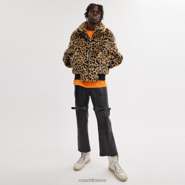 Coach Hommes veste imprimée en fausse fourrure léopard HHR6J752
