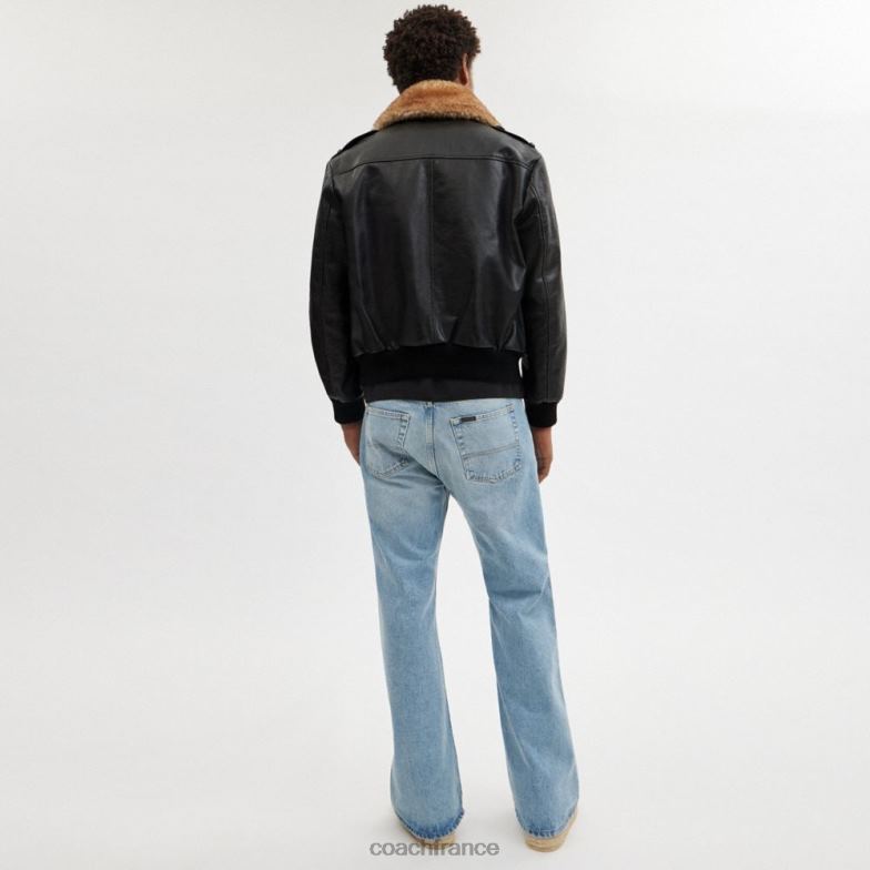Coach Hommes veste utilitaire en peau lainée noir HHR6J754