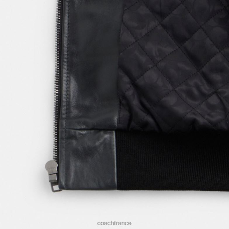 Coach Hommes veste utilitaire en peau lainée noir HHR6J754