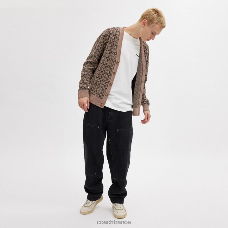 Coach Hommes cardigan signature gris multi. HHR6J772