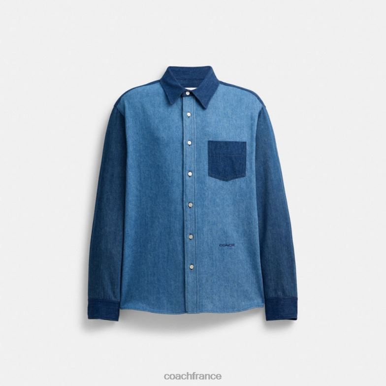 Coach Hommes chemise en jean bleu royal HHR6J784