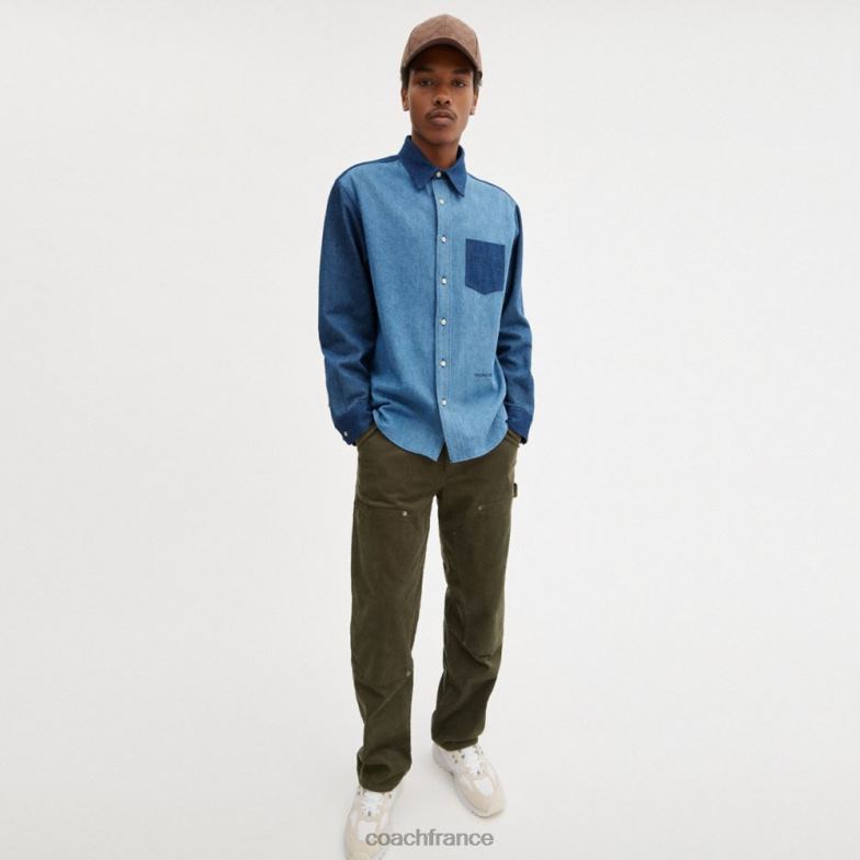 Coach Hommes chemise en jean bleu royal HHR6J784