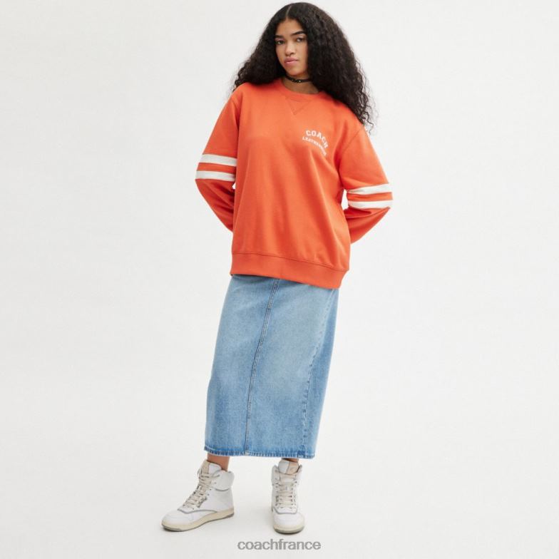 Coach Hommes col rond universitaire orange brûlée HHR6J780