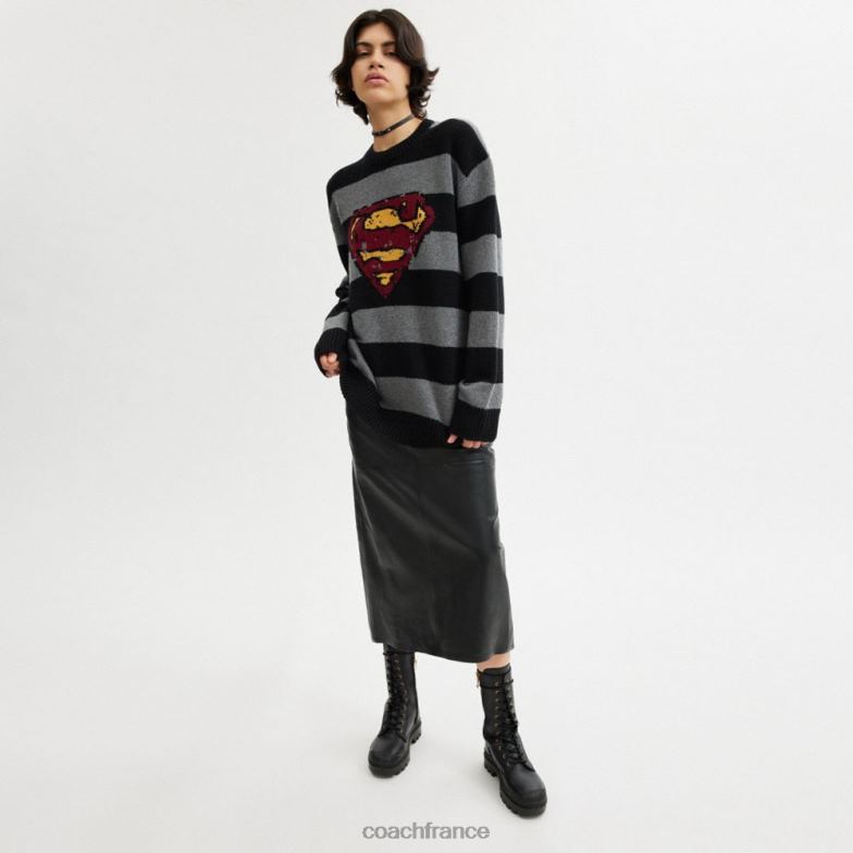 Coach Hommes entraîneur | pull oversize dc superman gris noir HHR6J775