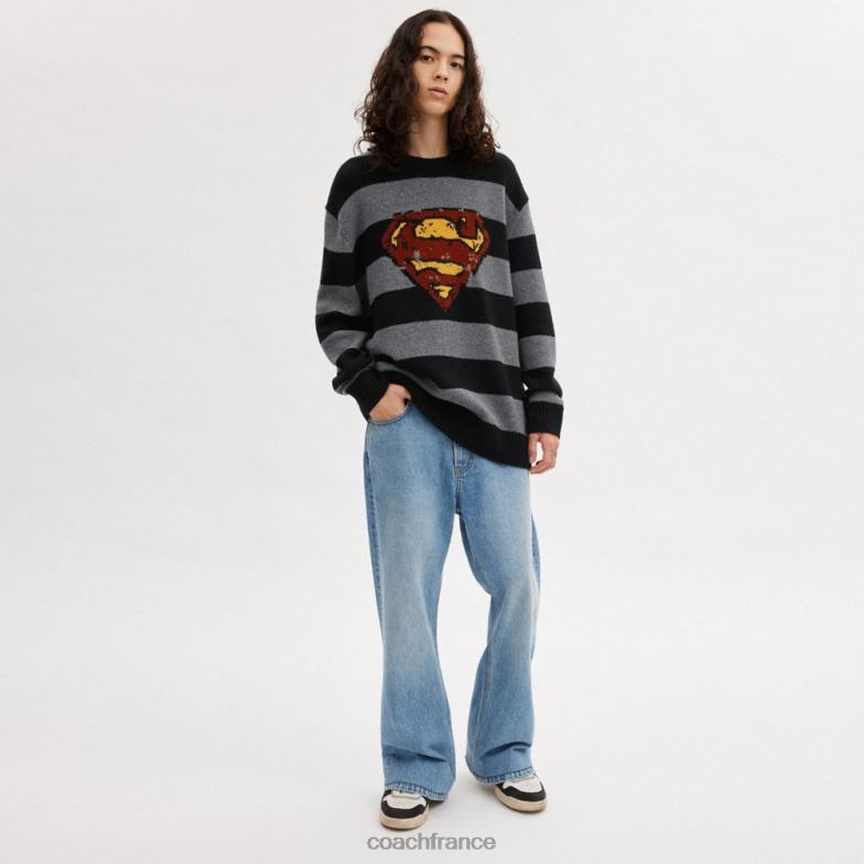 Coach Hommes entraîneur | pull oversize dc superman gris noir HHR6J775