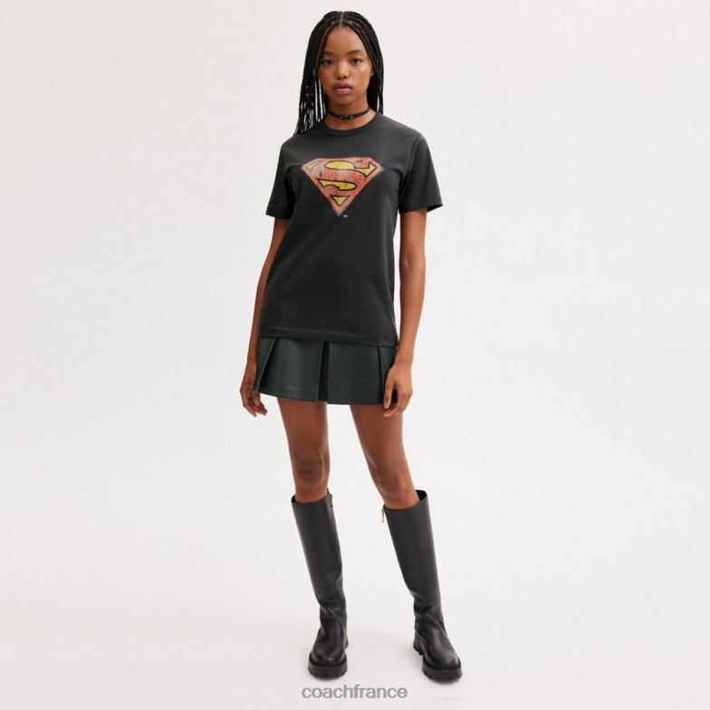 Coach Hommes entraîneur | t-shirt superman dc noir délavé HHR6J774