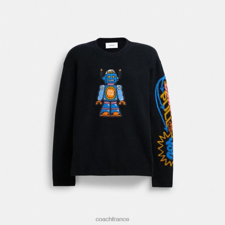 Coach Hommes pull coach cosmique noir multi. HHR6J771